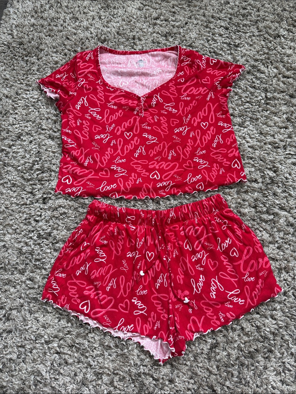 Women’s Red 'Love' Short Pajama Set